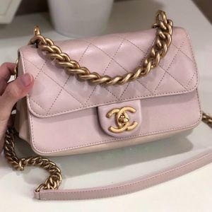 Chanel small accordion flap bag nude pink